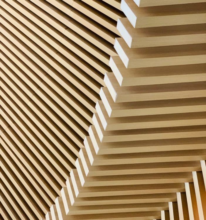A close up of the ceiling in a building